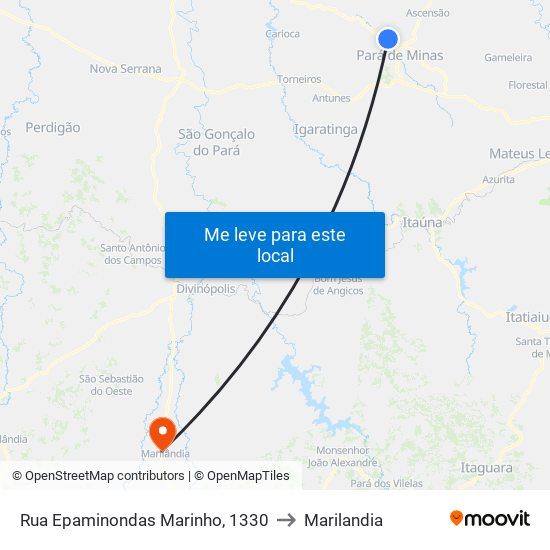 Rua Epaminondas Marinho, 1330 to Marilandia map