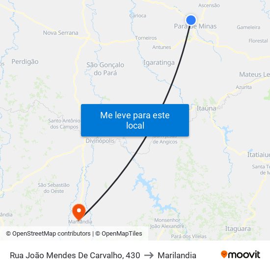 Rua João Mendes De Carvalho, 430 to Marilandia map