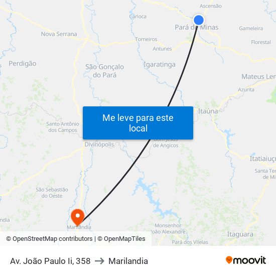 Av. João Paulo Ii, 358 to Marilandia map