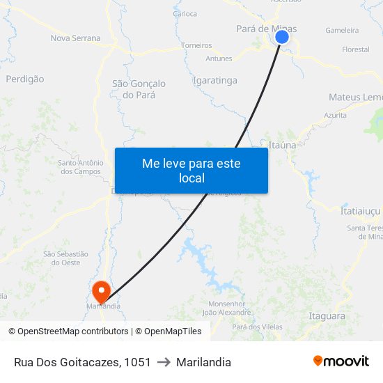 Rua Dos Goitacazes, 1051 to Marilandia map