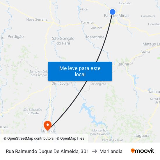 Rua Raimundo Duque De Almeida, 301 to Marilandia map