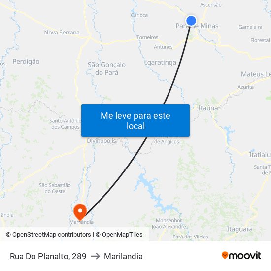 Rua Do Planalto, 289 to Marilandia map