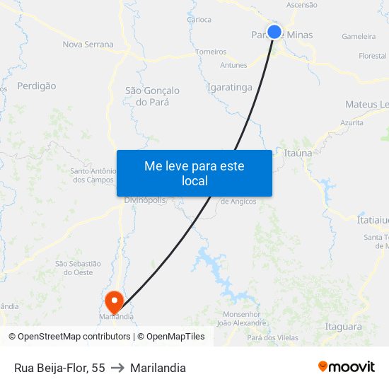 Rua Beija-Flor, 55 to Marilandia map