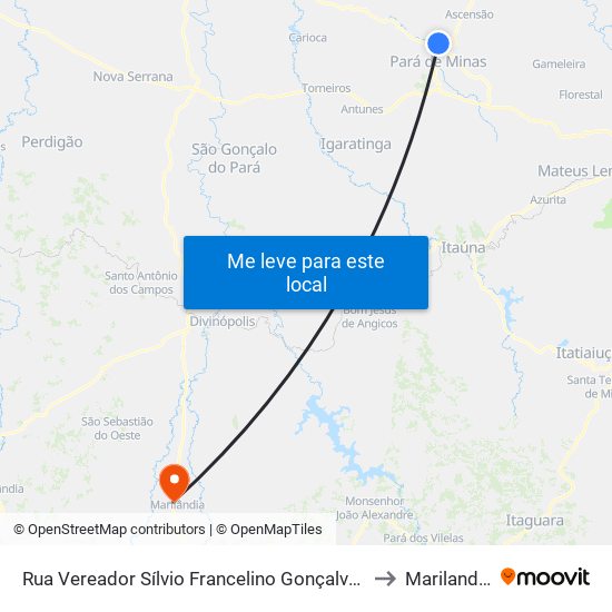 Rua Vereador Sílvio Francelino Gonçalves to Marilandia map