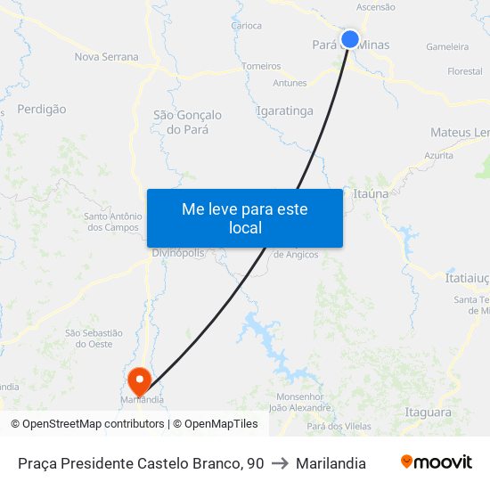 Praça Presidente Castelo Branco, 90 to Marilandia map