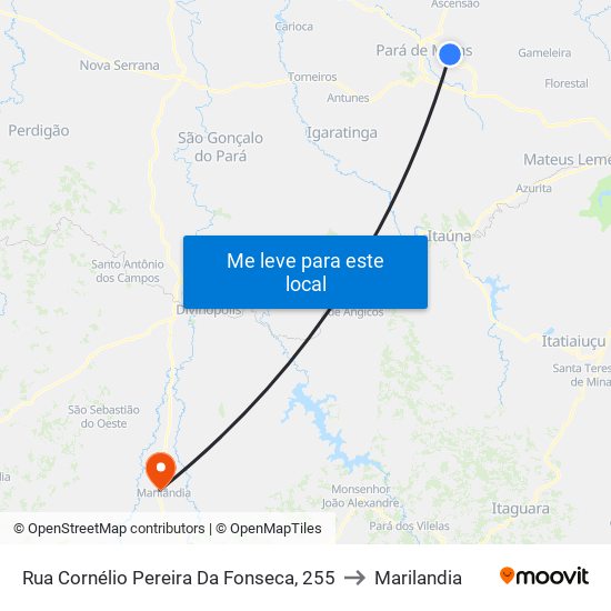 Rua Cornélio Pereira Da Fonseca, 255 to Marilandia map