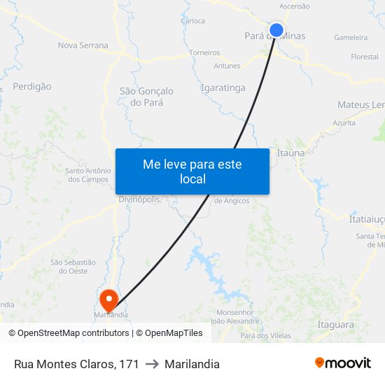 Rua Montes Claros, 171 to Marilandia map