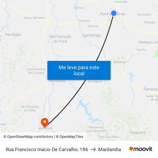 Rua Francisco Inácio De Carvalho, 186 to Marilandia map