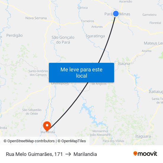 Rua Melo Guimarães, 171 to Marilandia map