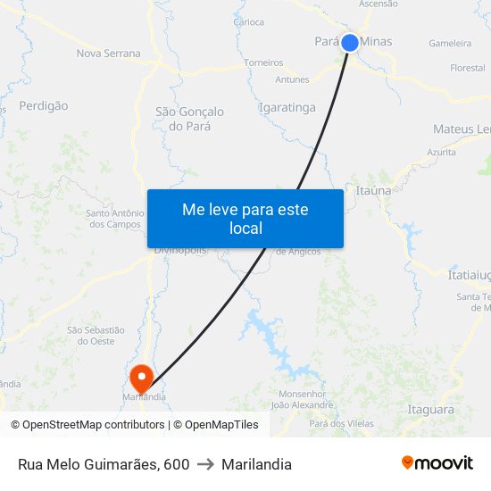 Rua Melo Guimarães, 600 to Marilandia map