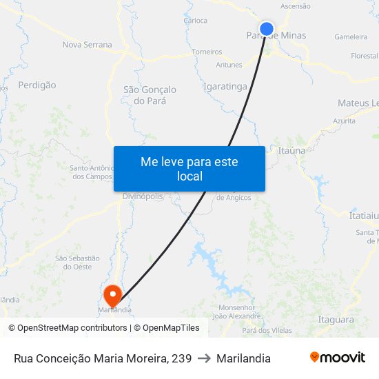 Rua Conceição Maria Moreira, 239 to Marilandia map
