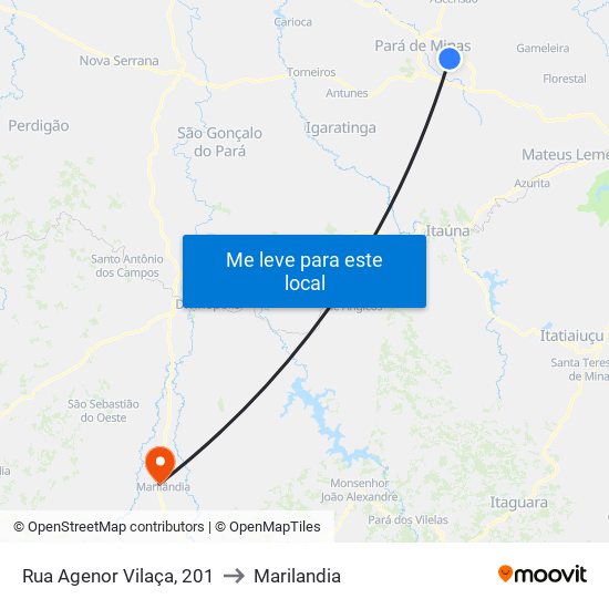 Rua Agenor Vilaça, 201 to Marilandia map