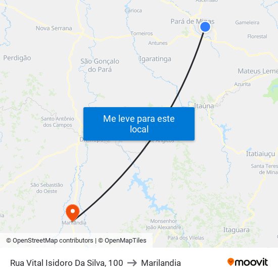 Rua Vital Isidoro Da Silva, 100 to Marilandia map