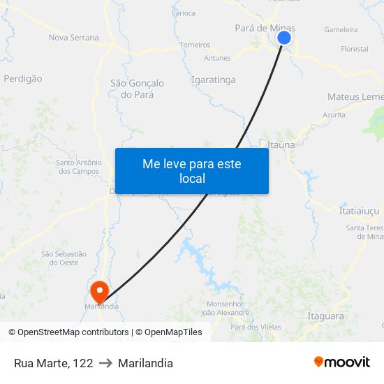 Rua Marte, 122 to Marilandia map