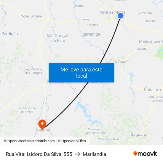 Rua Vital Isidoro Da Silva, 555 to Marilandia map