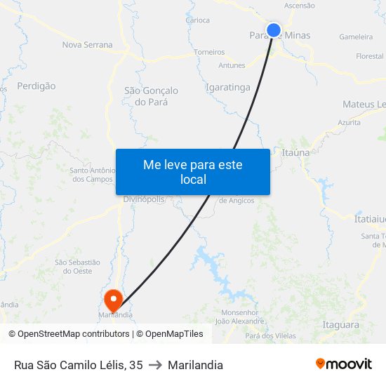 Rua São Camilo Lélis, 35 to Marilandia map