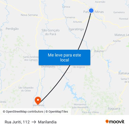 Rua Juriti, 112 to Marilandia map