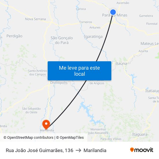 Rua João José Guimarães, 136 to Marilandia map