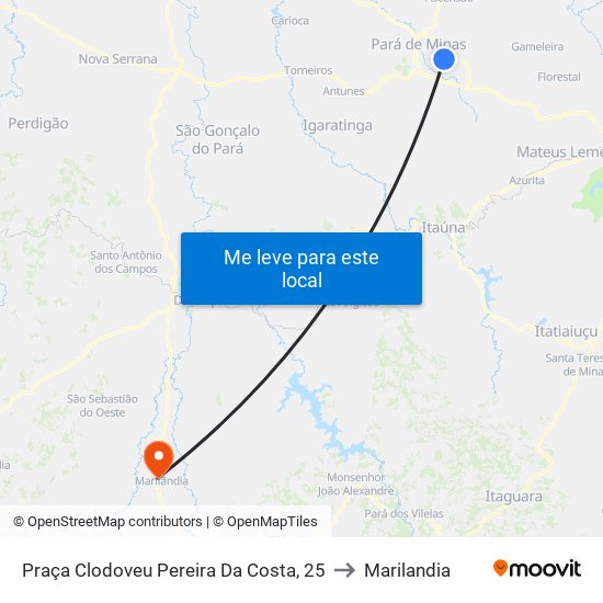 Praça Clodoveu Pereira Da Costa, 25 to Marilandia map