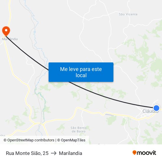 Rua Monte Sião, 25 to Marilandia map