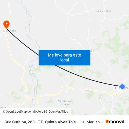 Rua Curitiba, 280 | E.E. Quinto Alves Tolentino to Marilandia map