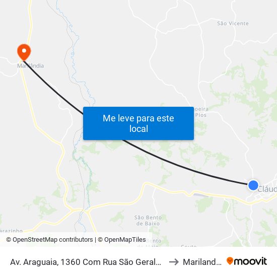 Av. Araguaia, 1360 Com Rua São Geraldo to Marilandia map