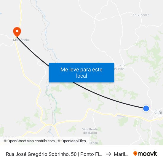 Rua José Gregório Sobrinho, 50 | Ponto Final Do Santa Luzia to Marilandia map