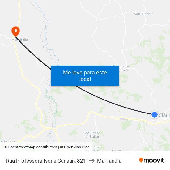 Rua Professora Ivone Canaan, 821 to Marilandia map