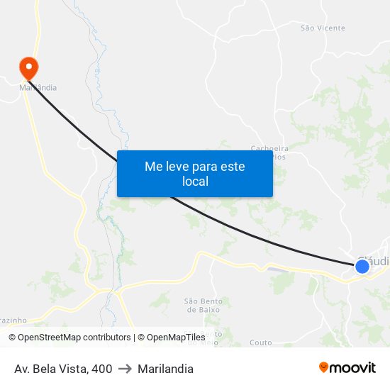 Av. Bela Vista, 400 to Marilandia map