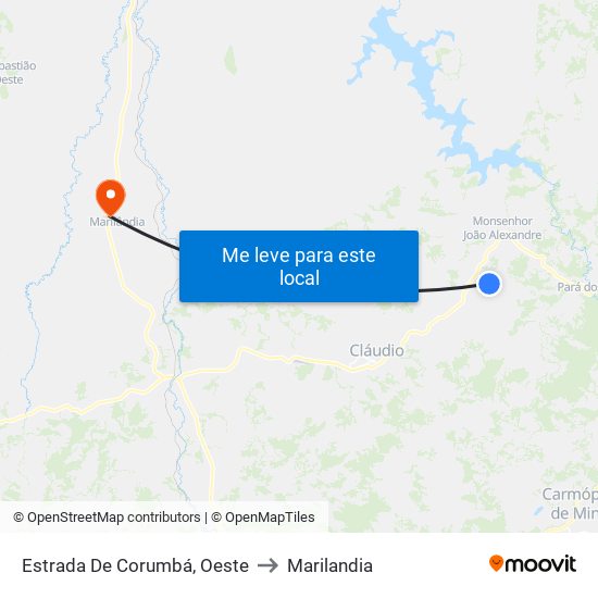 Estrada De Corumbá, Oeste to Marilandia map