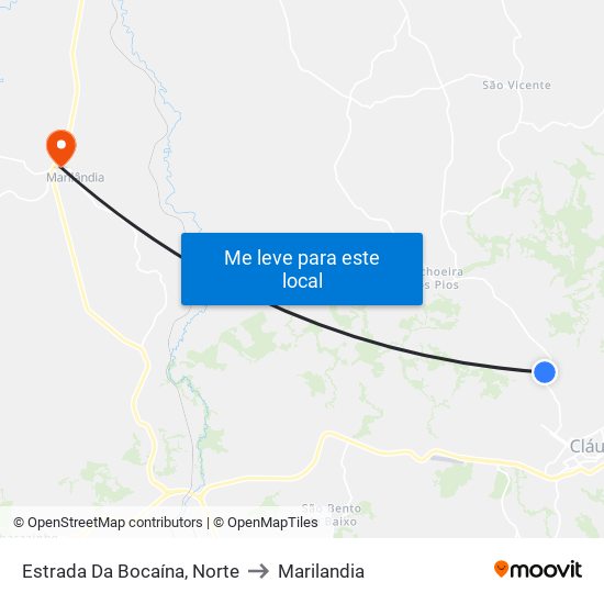Estrada Da Bocaína, Norte to Marilandia map