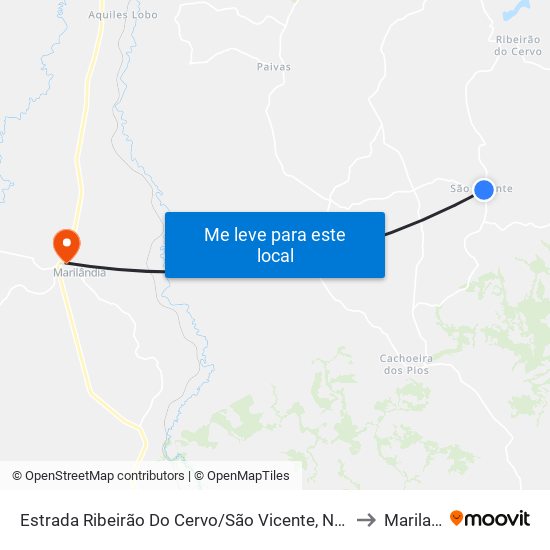 Estrada Ribeirão Do Cervo/São Vicente, Norte | São Vicente to Marilandia map