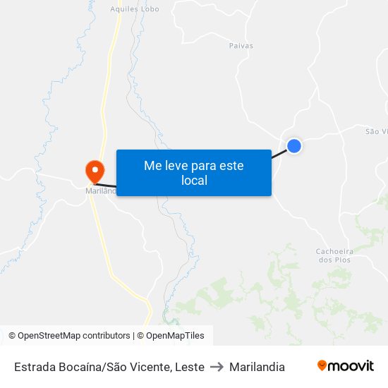 Estrada Bocaína/São Vicente, Leste to Marilandia map