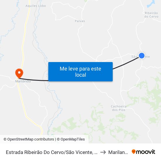 Estrada Ribeirão Do Cervo/São Vicente, Norte to Marilandia map