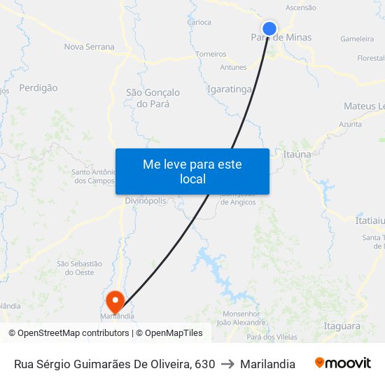 Rua Sérgio Guimarães De Oliveira, 630 to Marilandia map