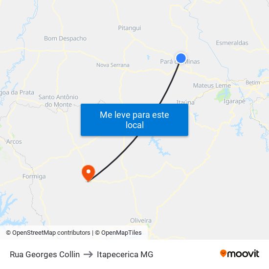 Rua Georges Collin to Itapecerica MG map