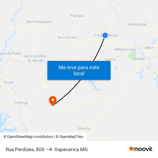 Rua Perdizes, 800 to Itapecerica MG map