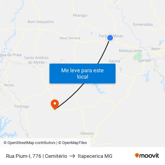 Rua Pium-I, 776 | Cemitério to Itapecerica MG map