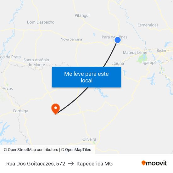 Rua Dos Goitacazes, 572 to Itapecerica MG map