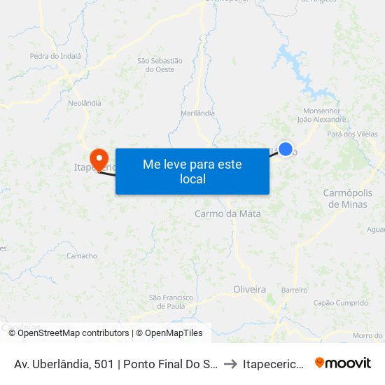 Av. Uberlândia, 501 | Ponto Final Do Serra Verde to Itapecerica MG map