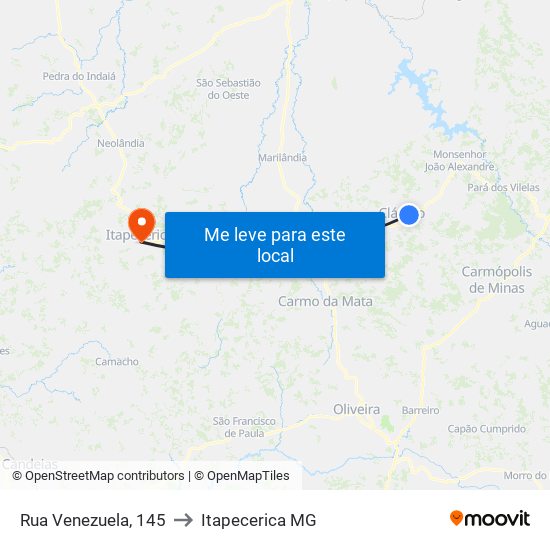 Rua Venezuela, 145 to Itapecerica MG map