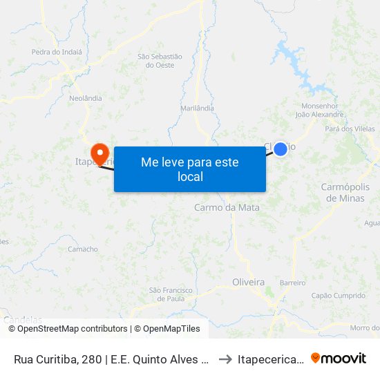 Rua Curitiba, 280 | E.E. Quinto Alves Tolentino to Itapecerica MG map