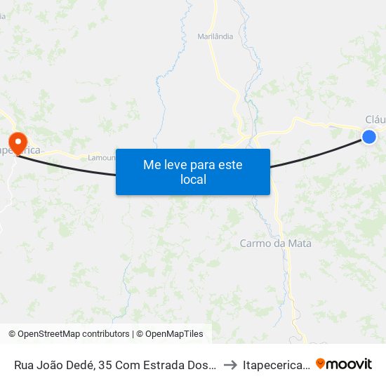Rua João Dedé, 35 Com Estrada Dos Macacos to Itapecerica MG map