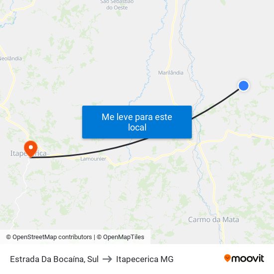 Estrada Da Bocaína, Sul to Itapecerica MG map