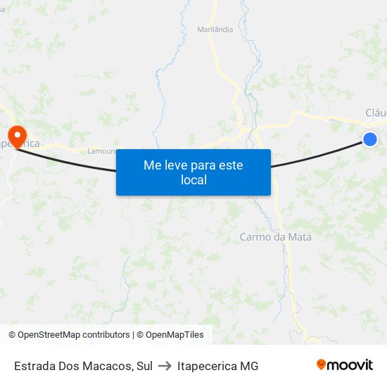 Estrada Dos Macacos, Sul to Itapecerica MG map