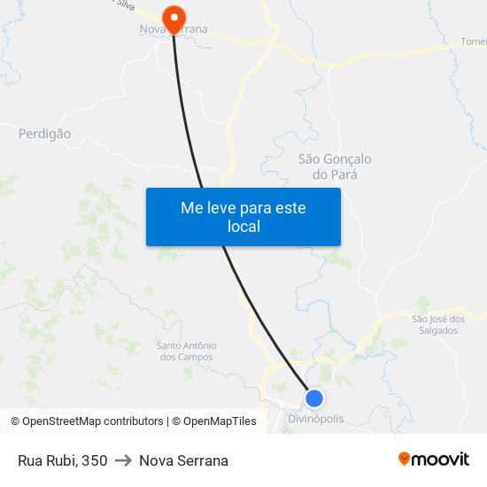 Rua Rubi, 350 to Nova Serrana map