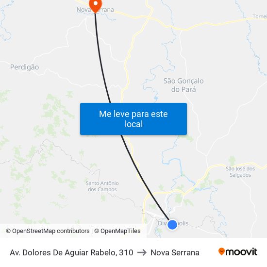 Av. Dolores De Aguiar Rabelo, 310 to Nova Serrana map