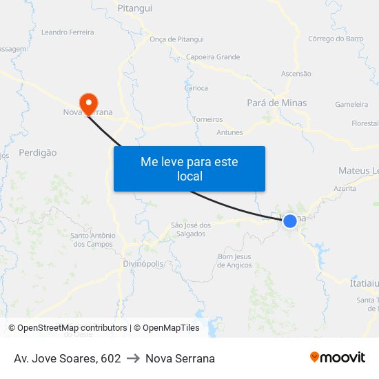 Av. Jove Soares, 602 to Nova Serrana map