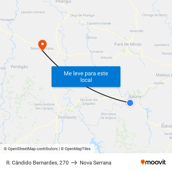 R. Cândido Bernardes, 270 to Nova Serrana map