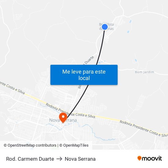 Rod. Carmem Duarte to Nova Serrana map